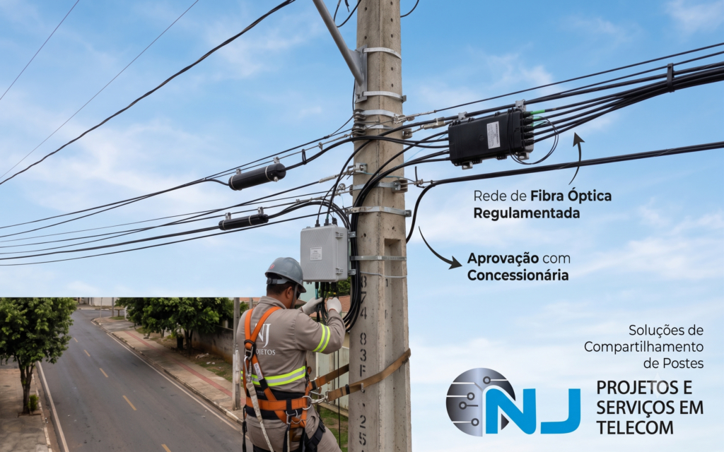 Infraestrutura de rede óptica e compartilhamento de postes para ISPs - NJ Projetos