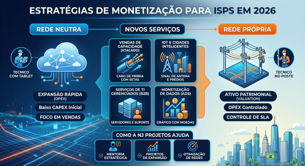 Monetização de infraestrutura de fibra óptica e serviços B2B para ISPs